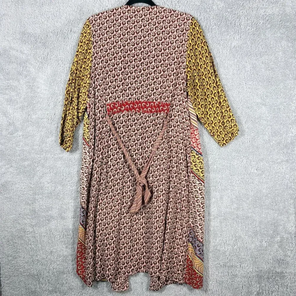 CAbi Poet Jacket Kimono Duster Size S Patchwork Multicolor Striped Boho Tie - Picture 11 of 11